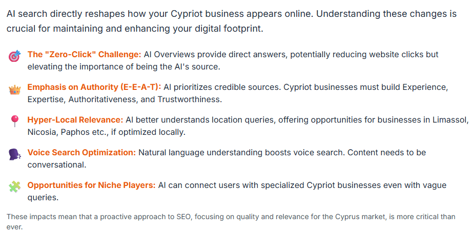 Illustration about how AI search directly reshapes how Cypriot business appears on SERPs