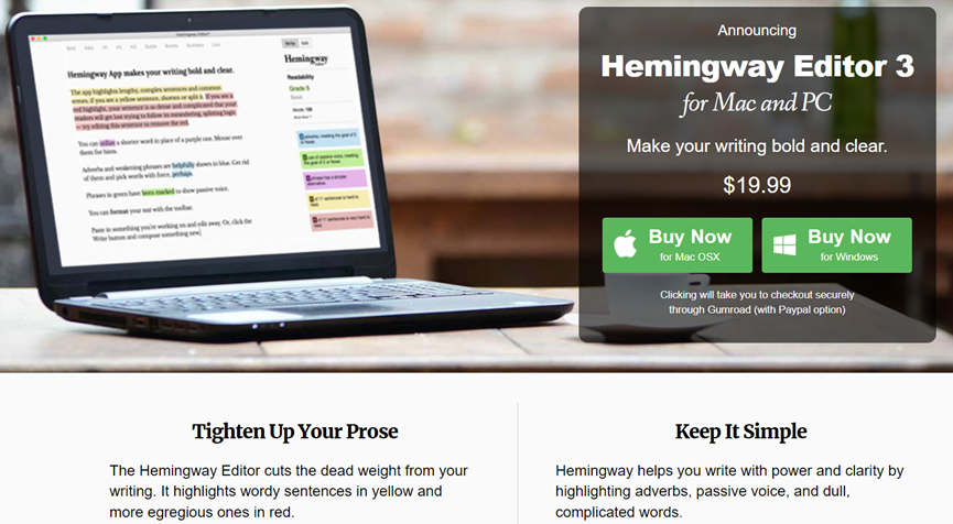 Hemingway APP SEO readability tool