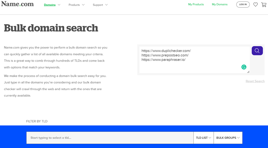 SEO Tool Name.com For Searching Domains