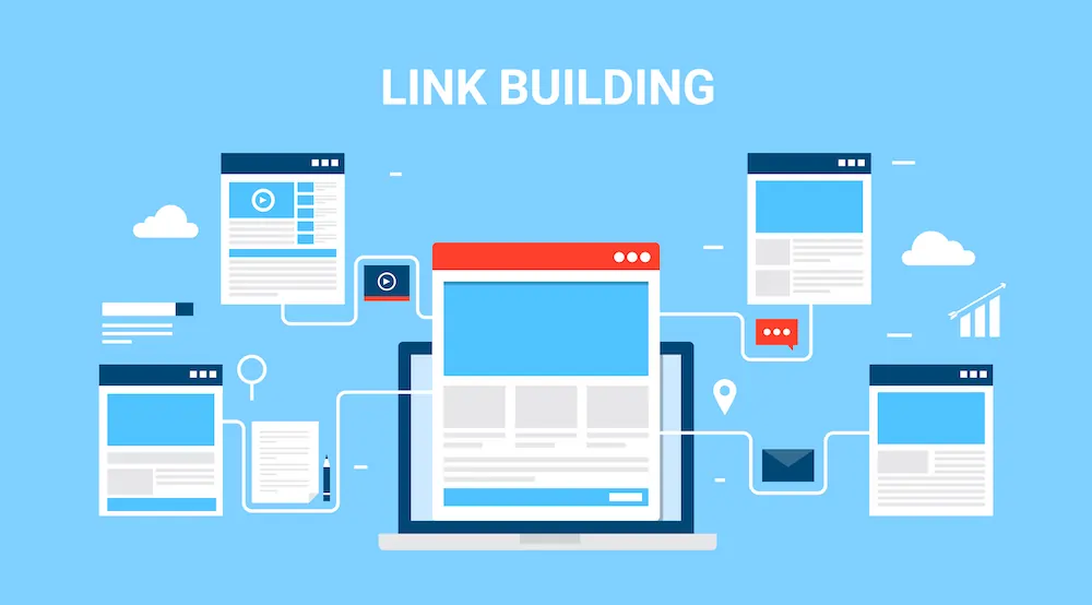 Illustrated image of different link building tactics